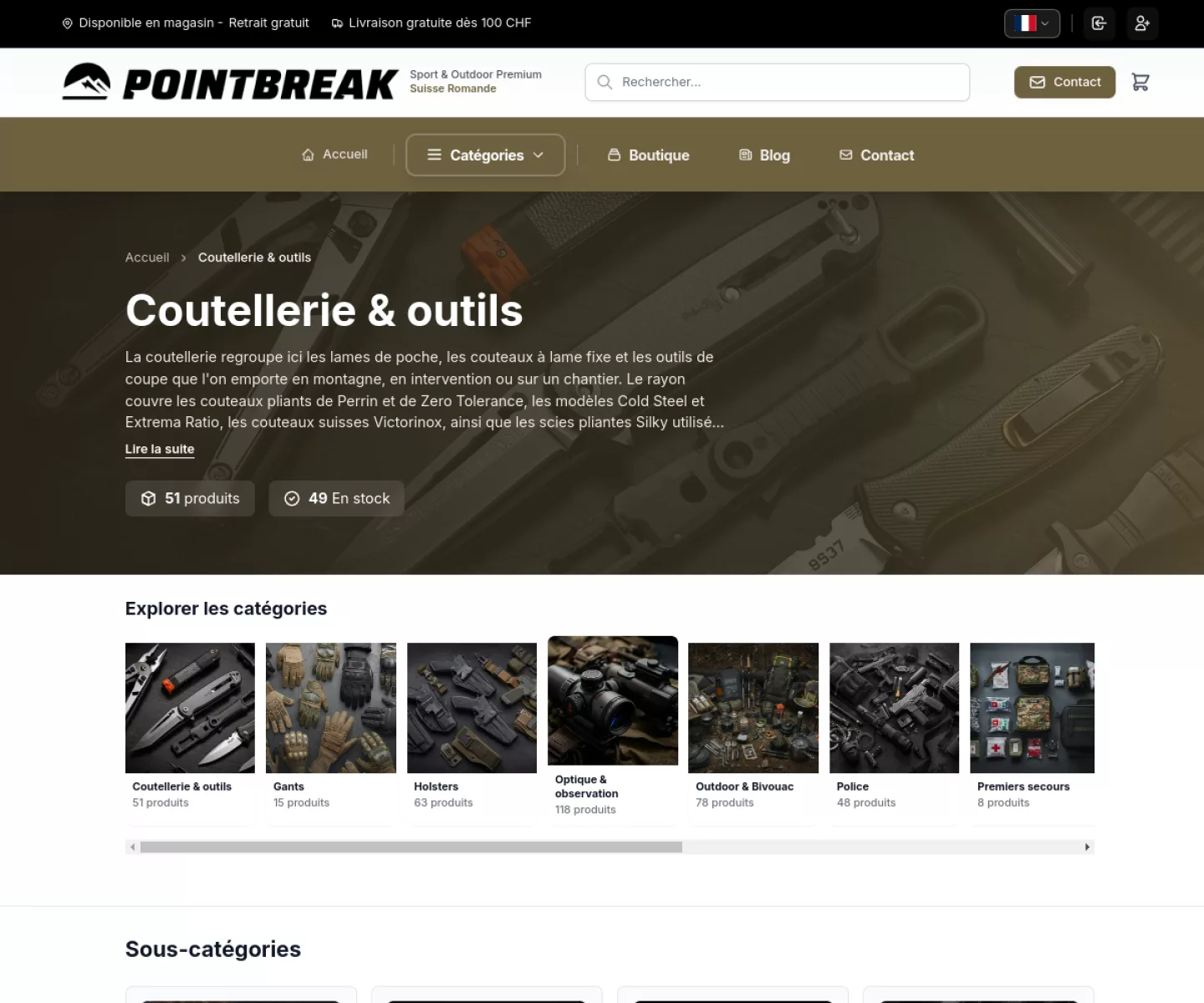 Kategorieseite des Pointbreak-Shops